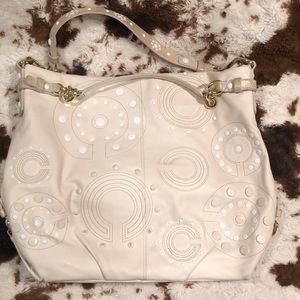 Cream and White Coach Bag